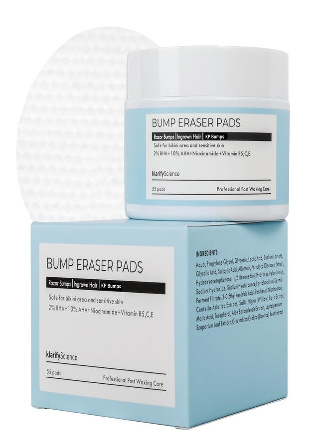 klarifyScience Ingrown Hair Pads with Glycolic Acid & Salicylic Acid – 55 Alcohol-Free Wipes for Bikini Area, KP Bumps & Strawberry Legs – Vegan & Cruelty-Free Exfoliating Pads - Image 1